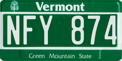 VT license plate NFY874