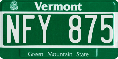 VT license plate NFY875