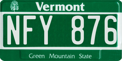 VT license plate NFY876