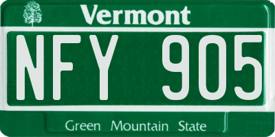 VT license plate NFY905