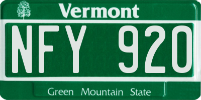 VT license plate NFY920