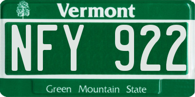 VT license plate NFY922