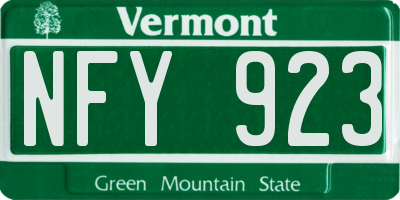 VT license plate NFY923