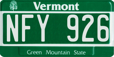 VT license plate NFY926