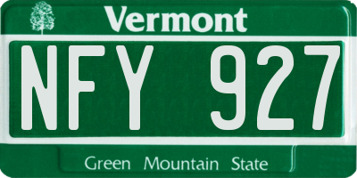VT license plate NFY927