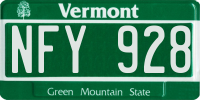 VT license plate NFY928