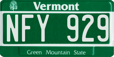 VT license plate NFY929