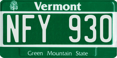 VT license plate NFY930