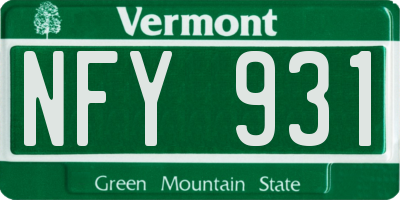 VT license plate NFY931