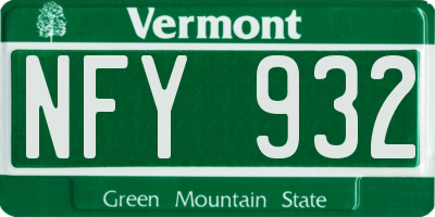 VT license plate NFY932