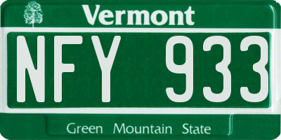 VT license plate NFY933