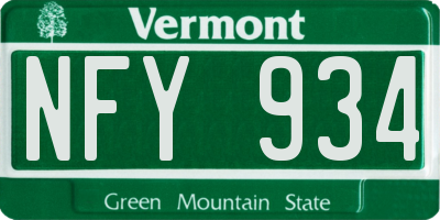 VT license plate NFY934