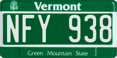 VT license plate NFY938
