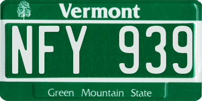 VT license plate NFY939