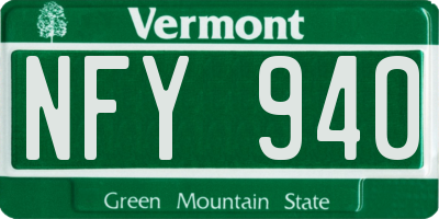 VT license plate NFY940