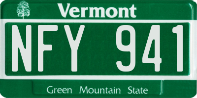 VT license plate NFY941