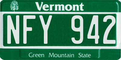 VT license plate NFY942