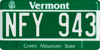 VT license plate NFY943