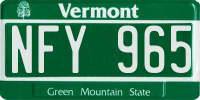 VT license plate NFY965