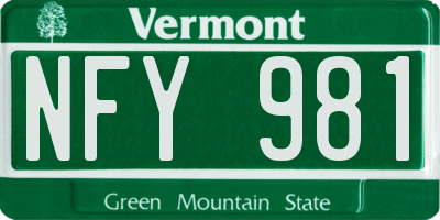 VT license plate NFY981