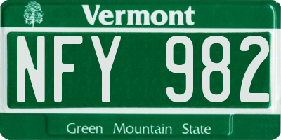 VT license plate NFY982