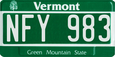 VT license plate NFY983