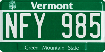 VT license plate NFY985