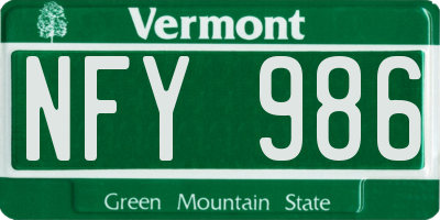 VT license plate NFY986