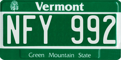 VT license plate NFY992