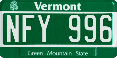VT license plate NFY996