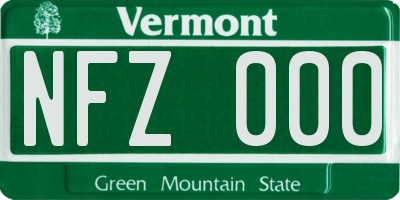 VT license plate NFZ000