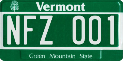 VT license plate NFZ001