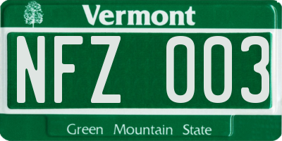 VT license plate NFZ003