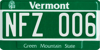VT license plate NFZ006
