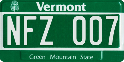 VT license plate NFZ007