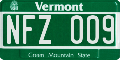 VT license plate NFZ009