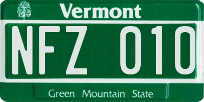 VT license plate NFZ010