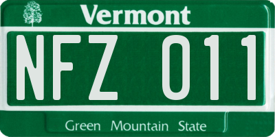 VT license plate NFZ011