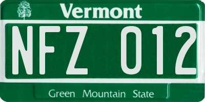 VT license plate NFZ012