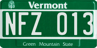 VT license plate NFZ013