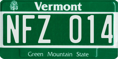 VT license plate NFZ014