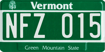 VT license plate NFZ015