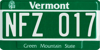 VT license plate NFZ017