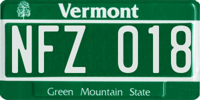 VT license plate NFZ018