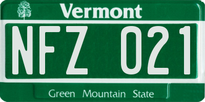 VT license plate NFZ021