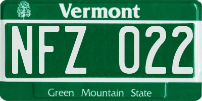VT license plate NFZ022