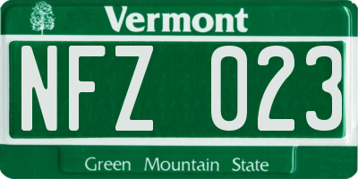 VT license plate NFZ023