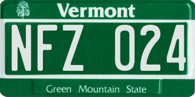 VT license plate NFZ024