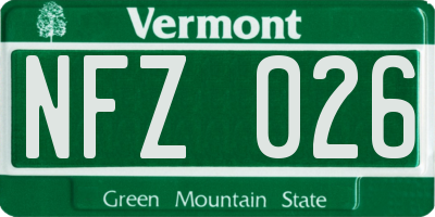 VT license plate NFZ026
