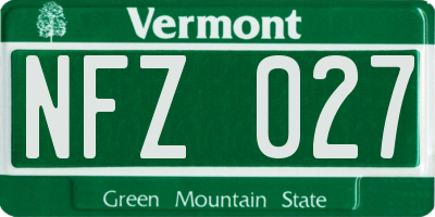 VT license plate NFZ027